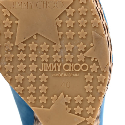 Jimmy Choo Suede Cork Pacific 120 Wedge Sandals 40 Blue 6 of 10