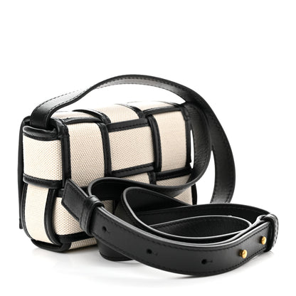 Bottega Veneta Canvas Intrecciato Mini Cassette Crossbody Bag Natural Black 3 of 9