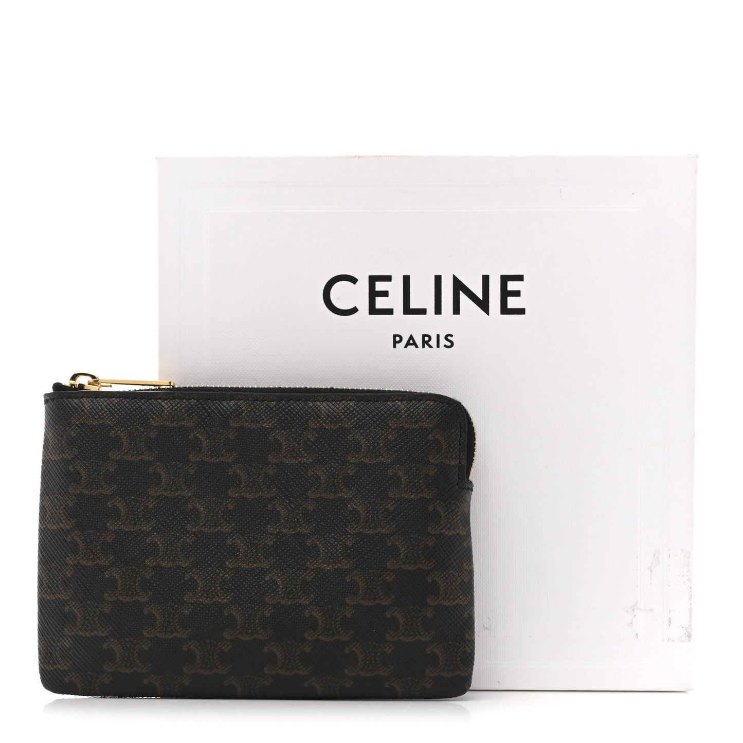 Triomphe Canvas Coin and Card Pouch With Hook Black