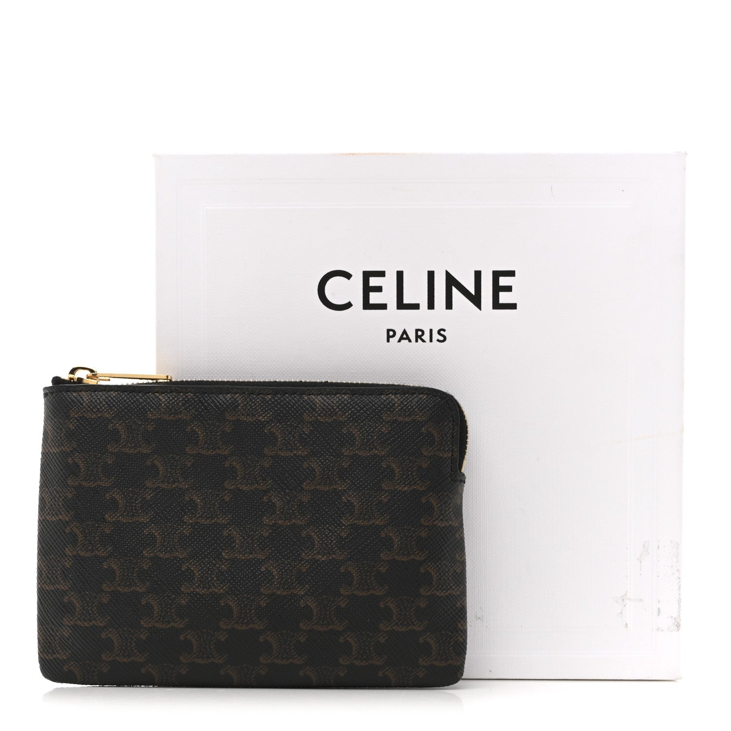 Celine Triomphe Canvas Coin and Card Pouch With Hook Black 10 of 10