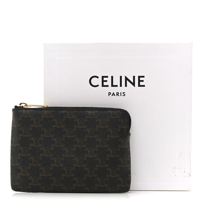 Celine Triomphe Canvas Coin and Card Pouch With Hook Black 10 of 10