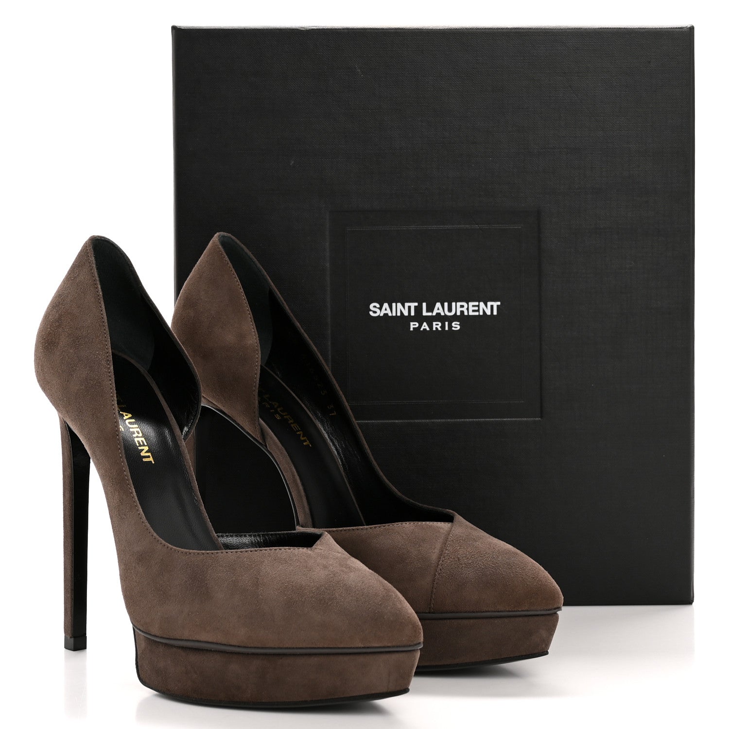 Saint Laurent Suede Janis 105 D'Orsay Pumps 38 Road Grey 10 of 10