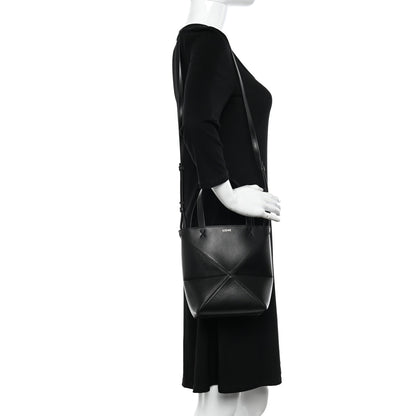 Loewe Shiny Calfskin Mini Puzzle Fold Tote Black 2 of 10