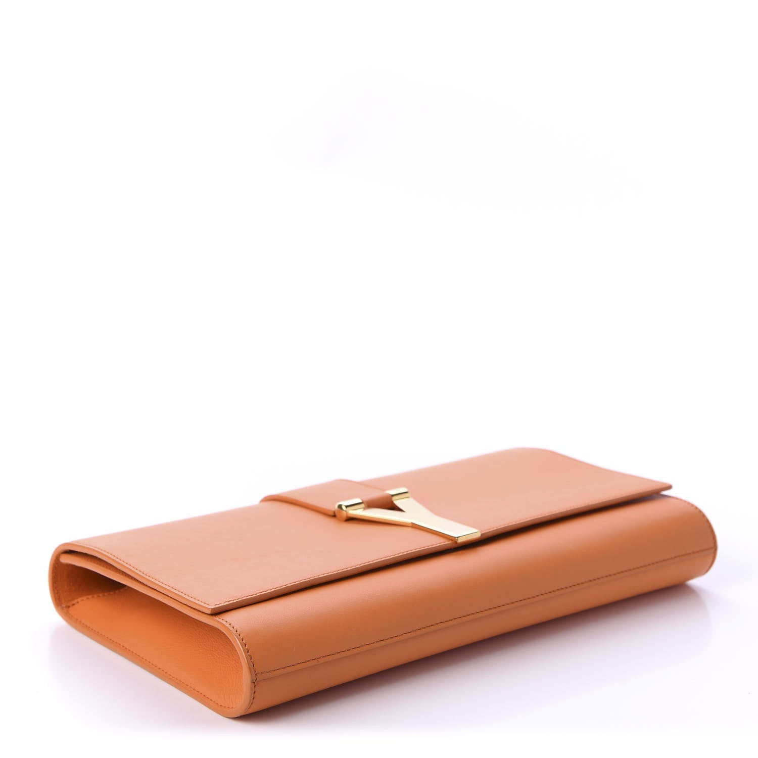 Saint Laurent Calfskin Classic Y Ligne Clutch Orange 4 of 12