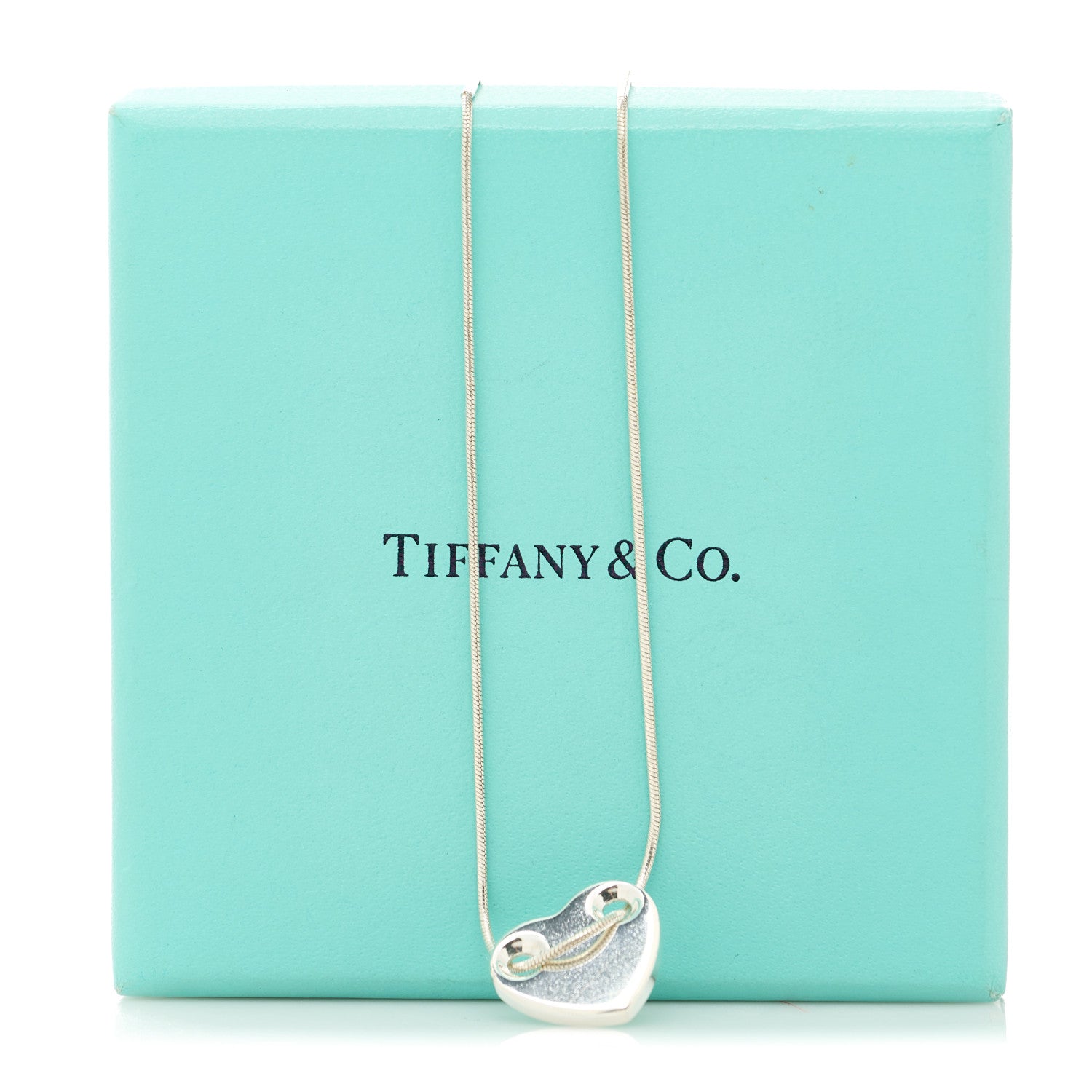 Tiffany Sterling Silver Flat Heart Pendant Necklace 7 of 7