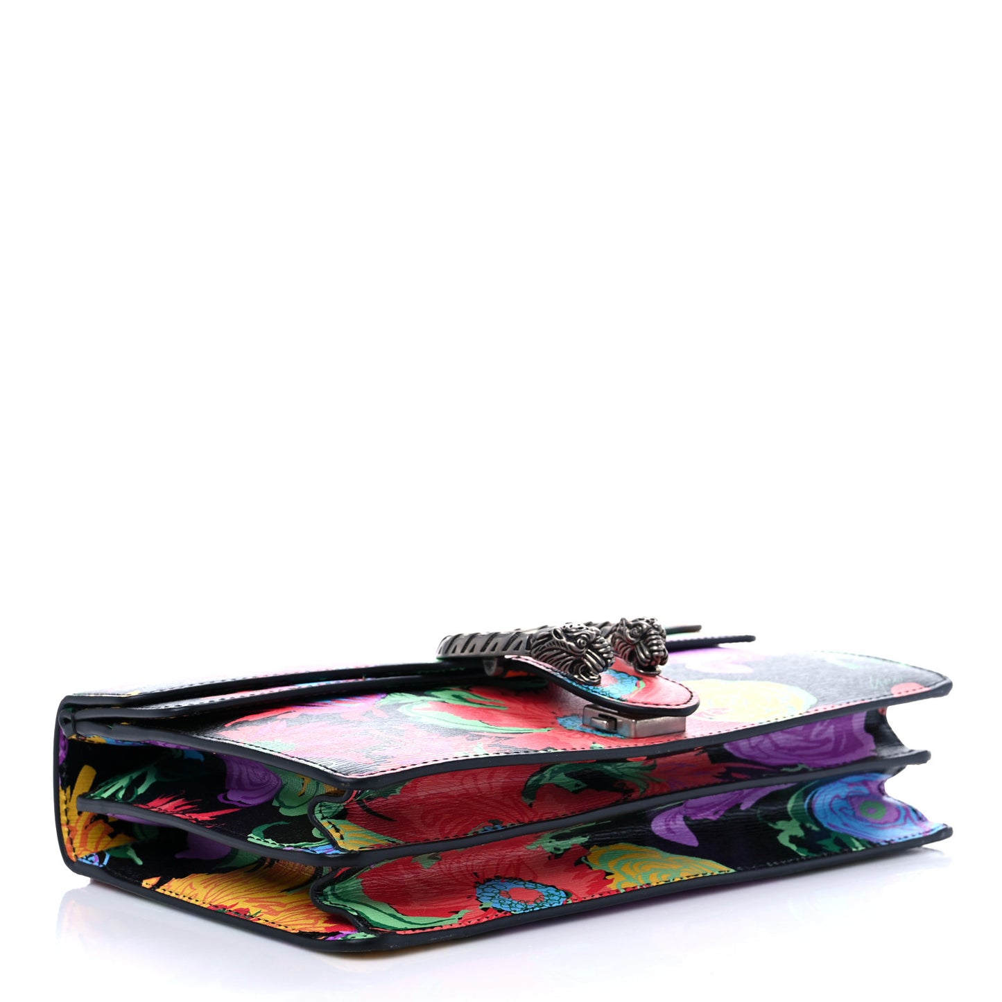 X KEN SCOTT New Shangai Calfskin Jenny Floral Print Small Dionysus Shoulder Bag Black Pink
