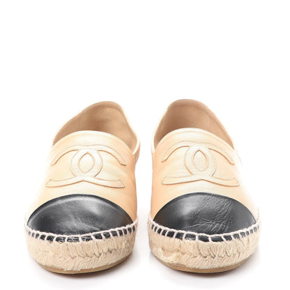 Chanel Lambskin CC Espadrilles 37 Beige Black 2 of 17