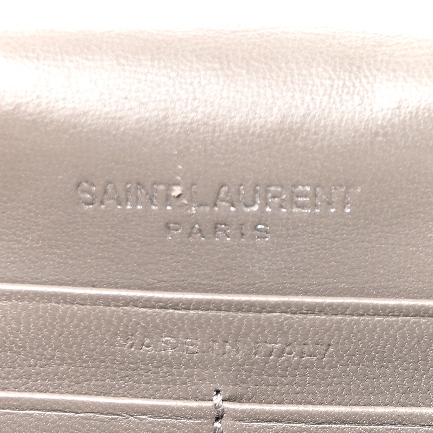 Saint Laurent Calfskin Crocodile Embossed Kate Monogram Tassel Chain Wallet Fog 6 of 9
