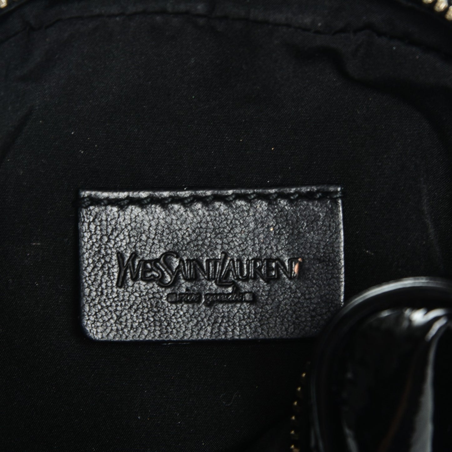 Textured Patent Monogram Mini Wristlet Black