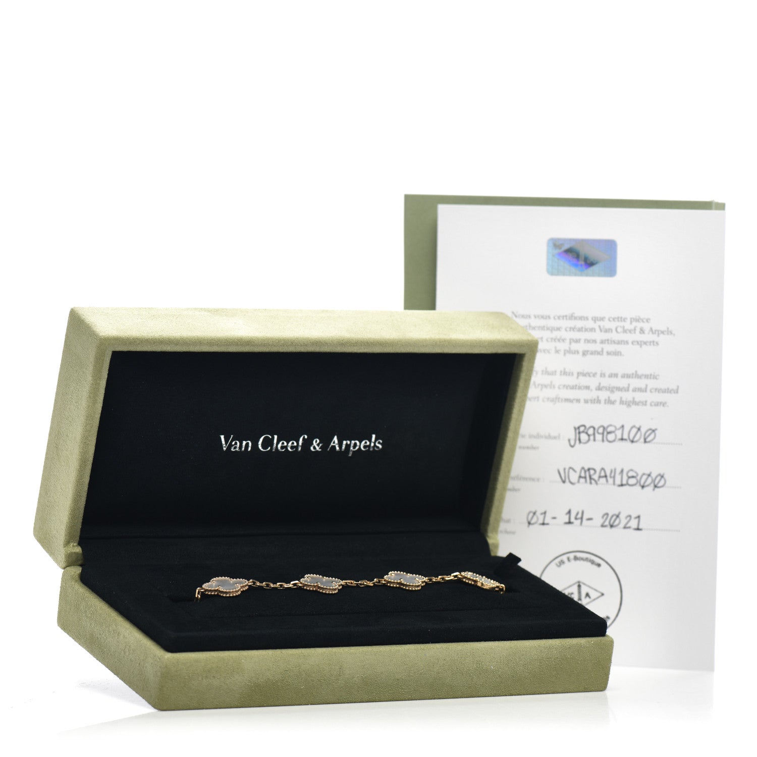 Van Cleef & Arpels 18K Yellow Gold Mother of Pearl 5 Motifs Vintage Alhambra Bracelet 5 of 5