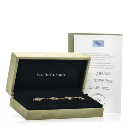 Van Cleef & Arpels 18K Yellow Gold Mother of Pearl 5 Motifs Vintage Alhambra Bracelet 5 of 5