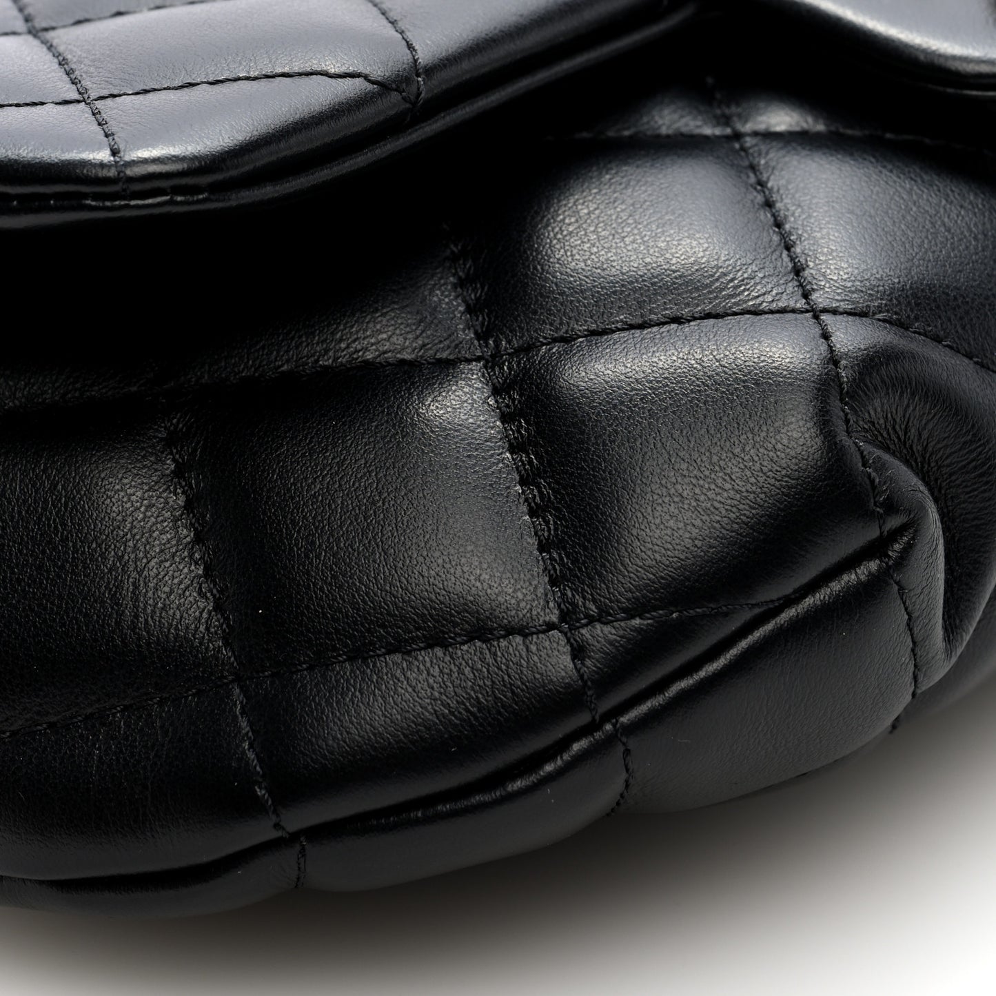 Calfskin Quilted CC Uniform Flap Belt Bag Black