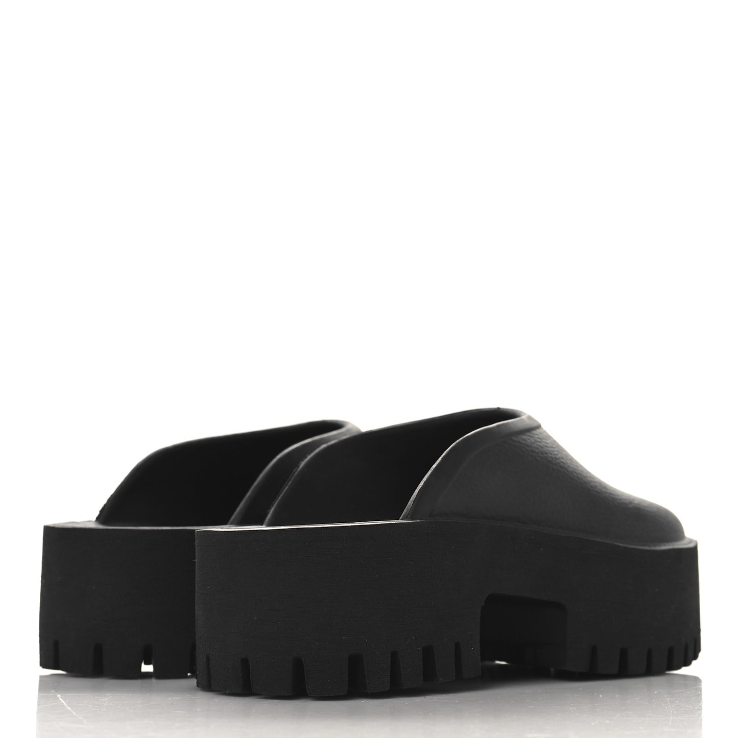Rubber GG Monogram Perforated Elea Platform 55mm Lug Sole Sandals 36 Black