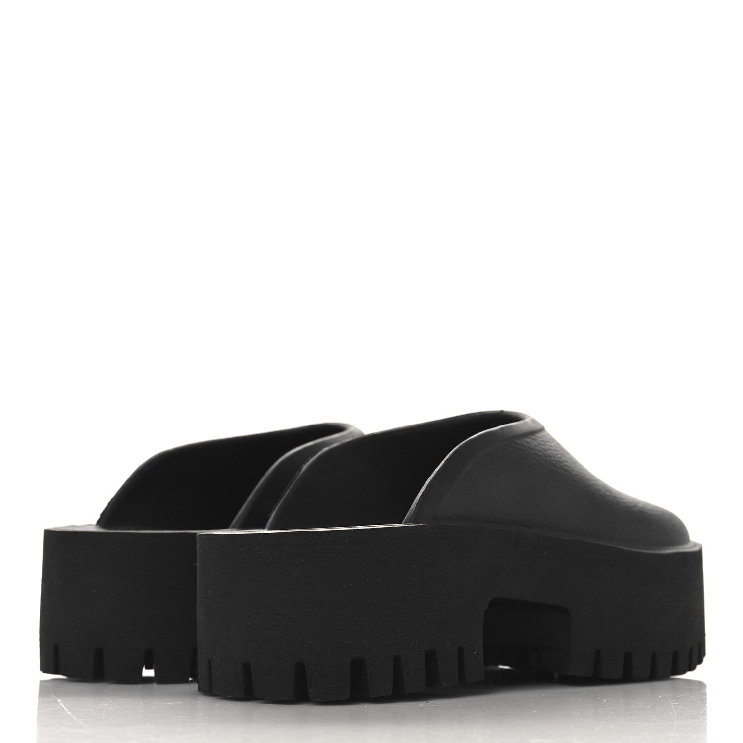 Gucci Rubber GG Monogram Perforated Elea Platform 55mm Lug Sole Sandals 36 Black 5 of 9