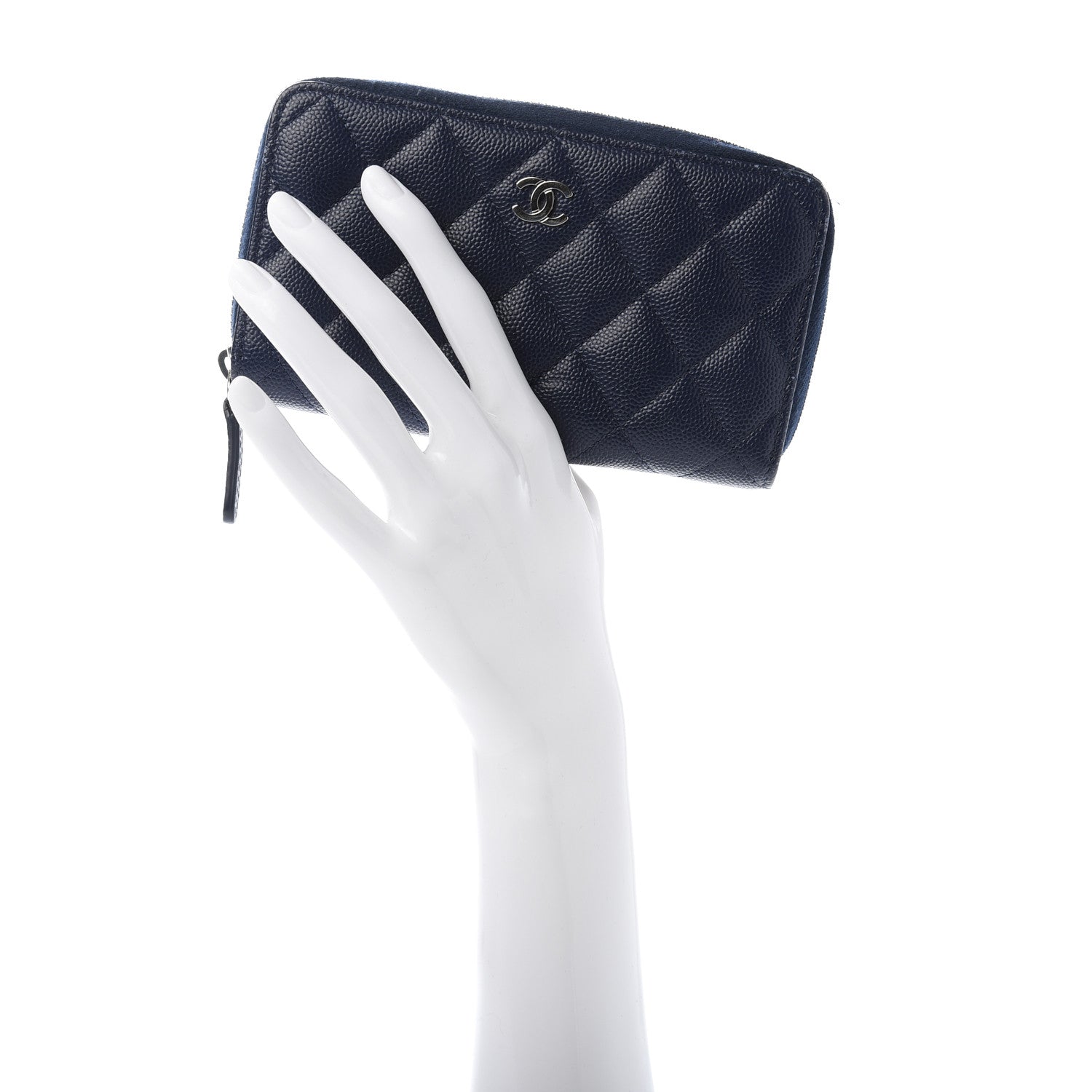 Chanel Caviar Quilted Small Zip Around Wallet Navy 2 of 10