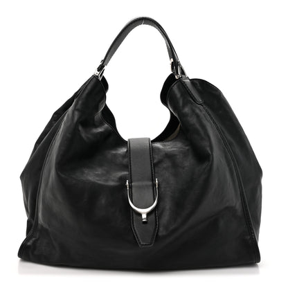 Gucci Calfskin Large Soft Stirrup Shoulder Bag Black 1 of 12