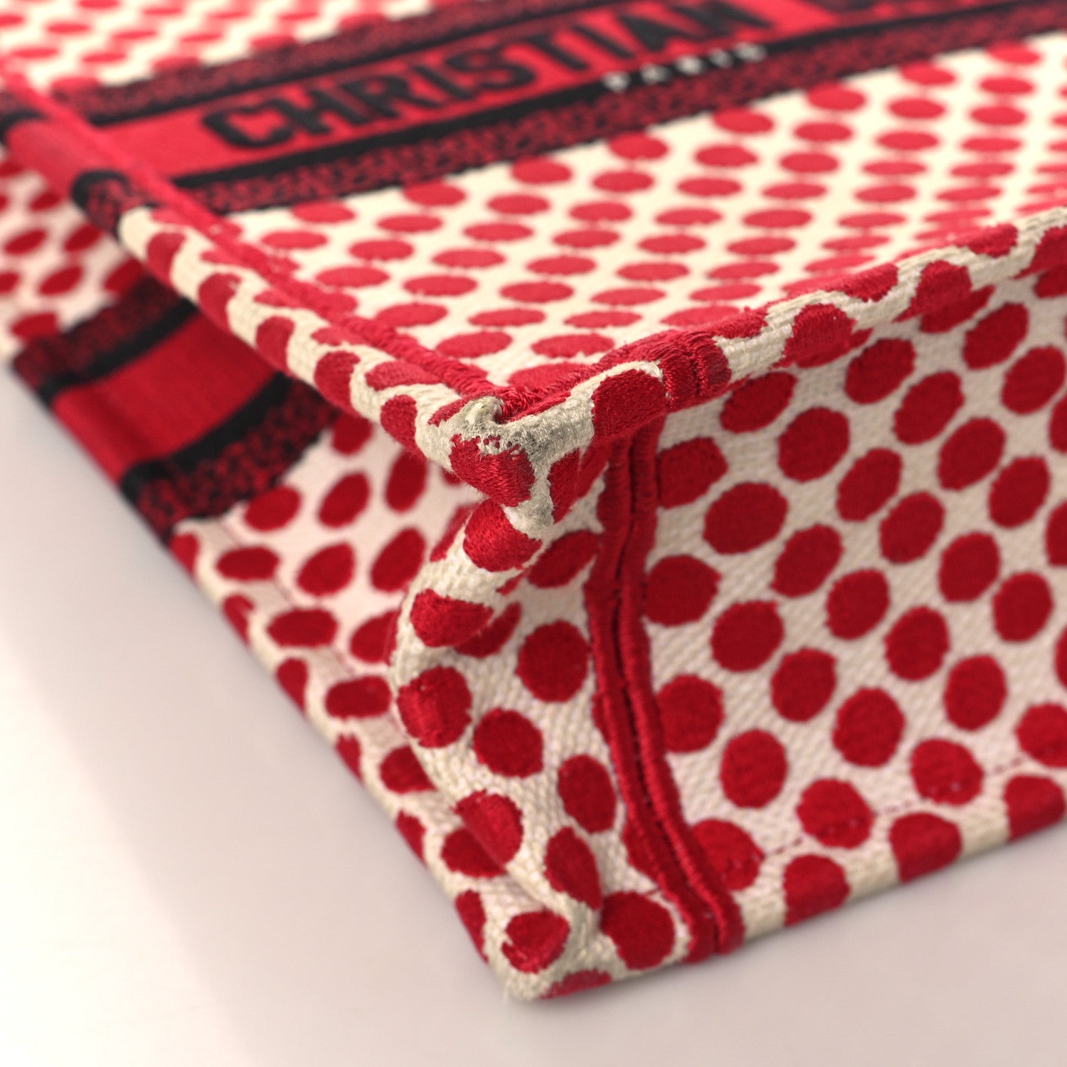 Christian Dior Canvas DiorAmour Dots Vertical Book Tote Red 8 of 10