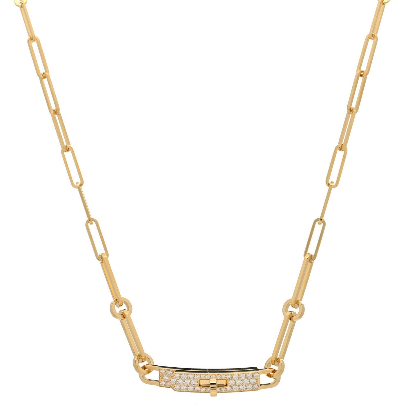 18K Yellow Gold Diamond Pave Kelly Chaine Choker Necklace