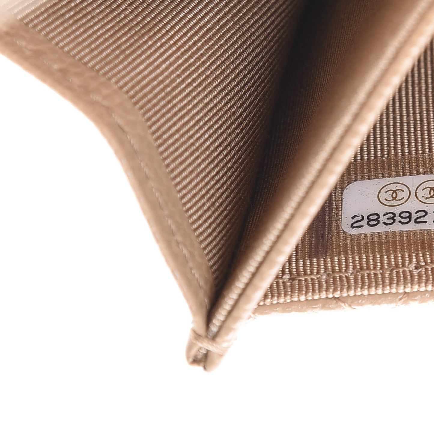 Caviar Quilted Flap Card Holder Wallet Beige