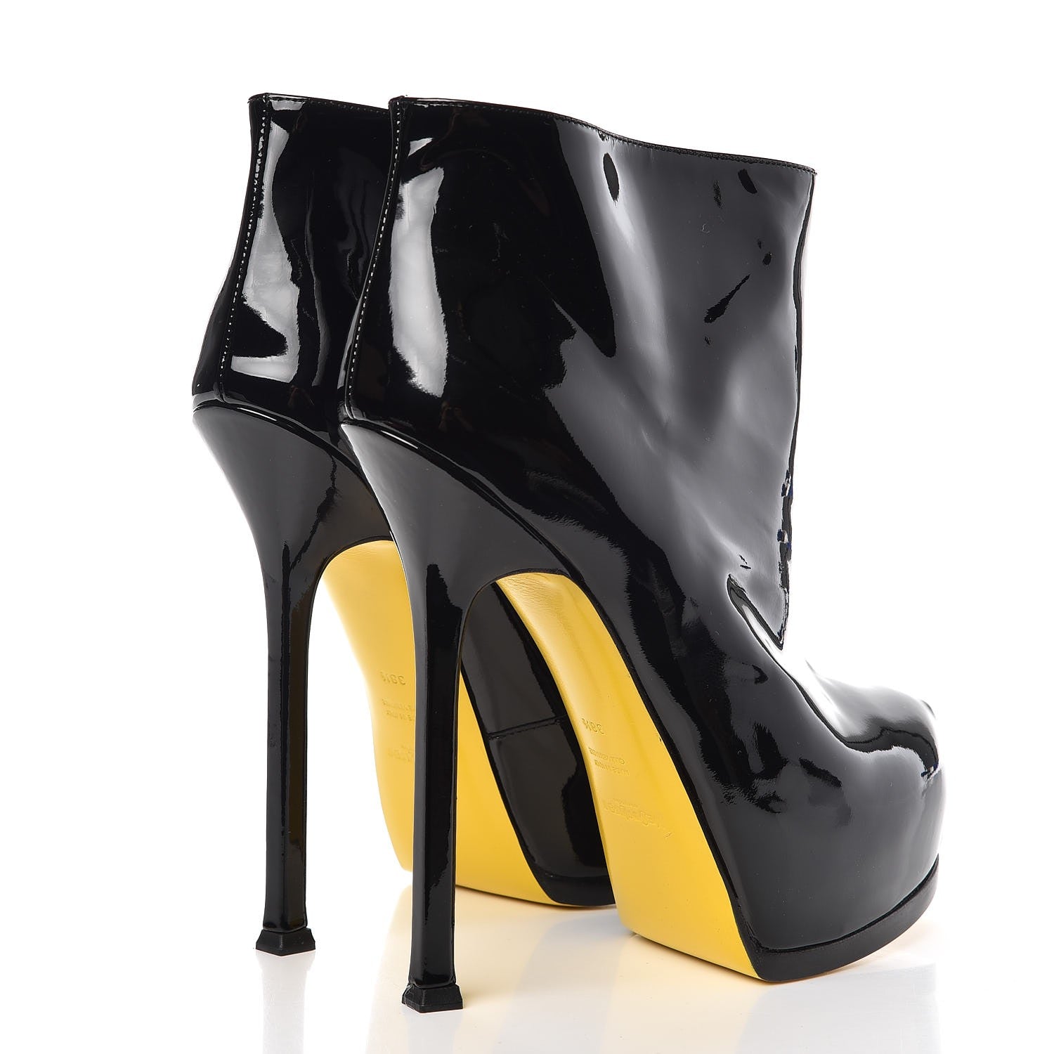 Saint Laurent Patent Paris Tribute 105 Platform Boots 38.5 Black Yellow 4 of 15