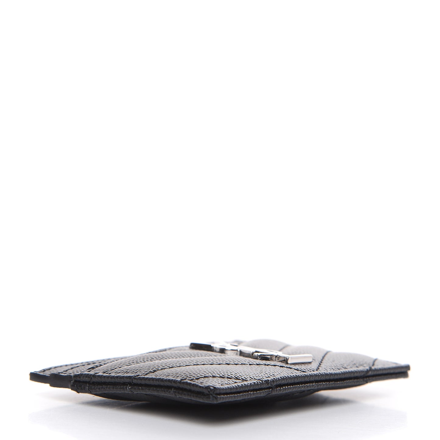 Grain De Poudre Matelasse Chevron Monogram Credit Card Case Black