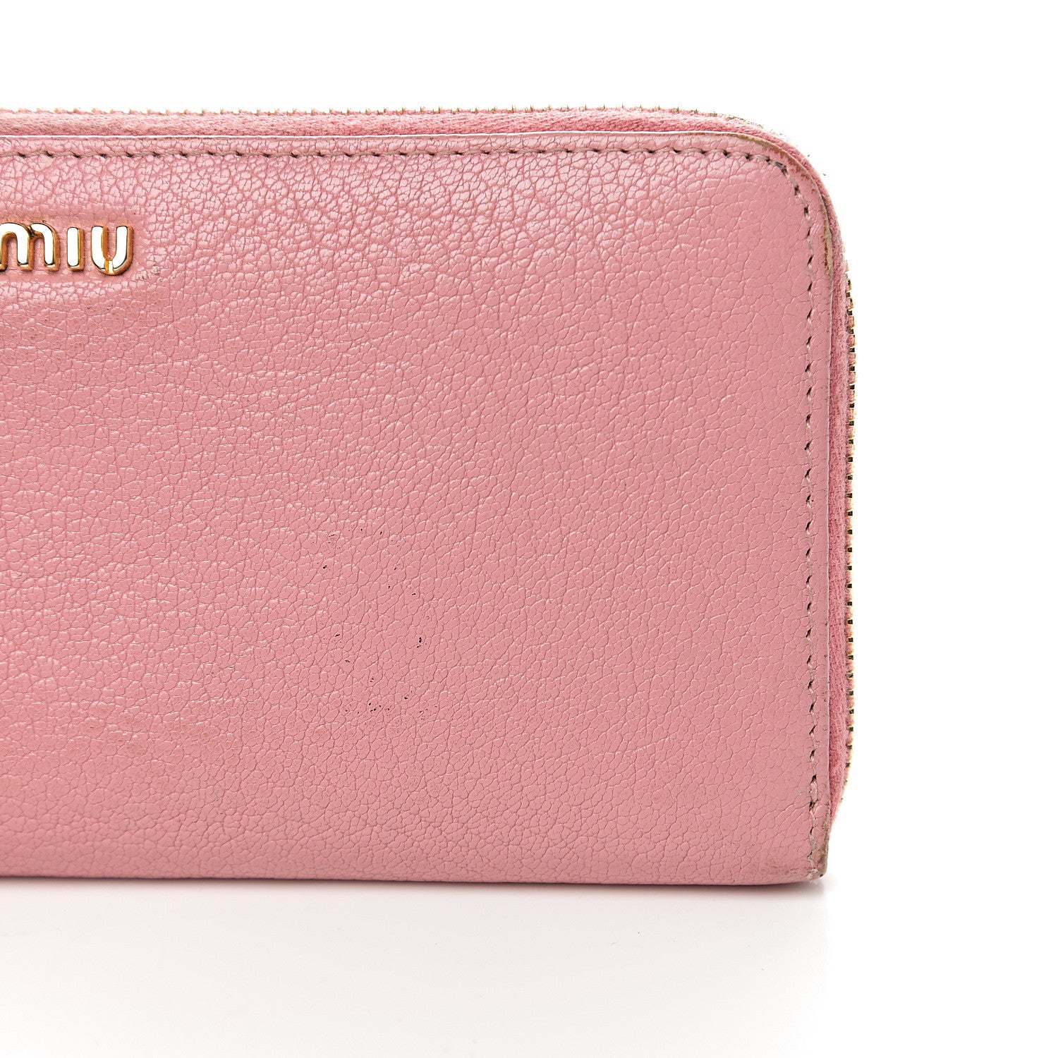 Miu Miu Goatskin Madras Zip Around Wallet Rosa 10 of 10