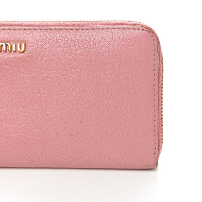 Miu Miu Goatskin Madras Zip Around Wallet Rosa 10 of 10