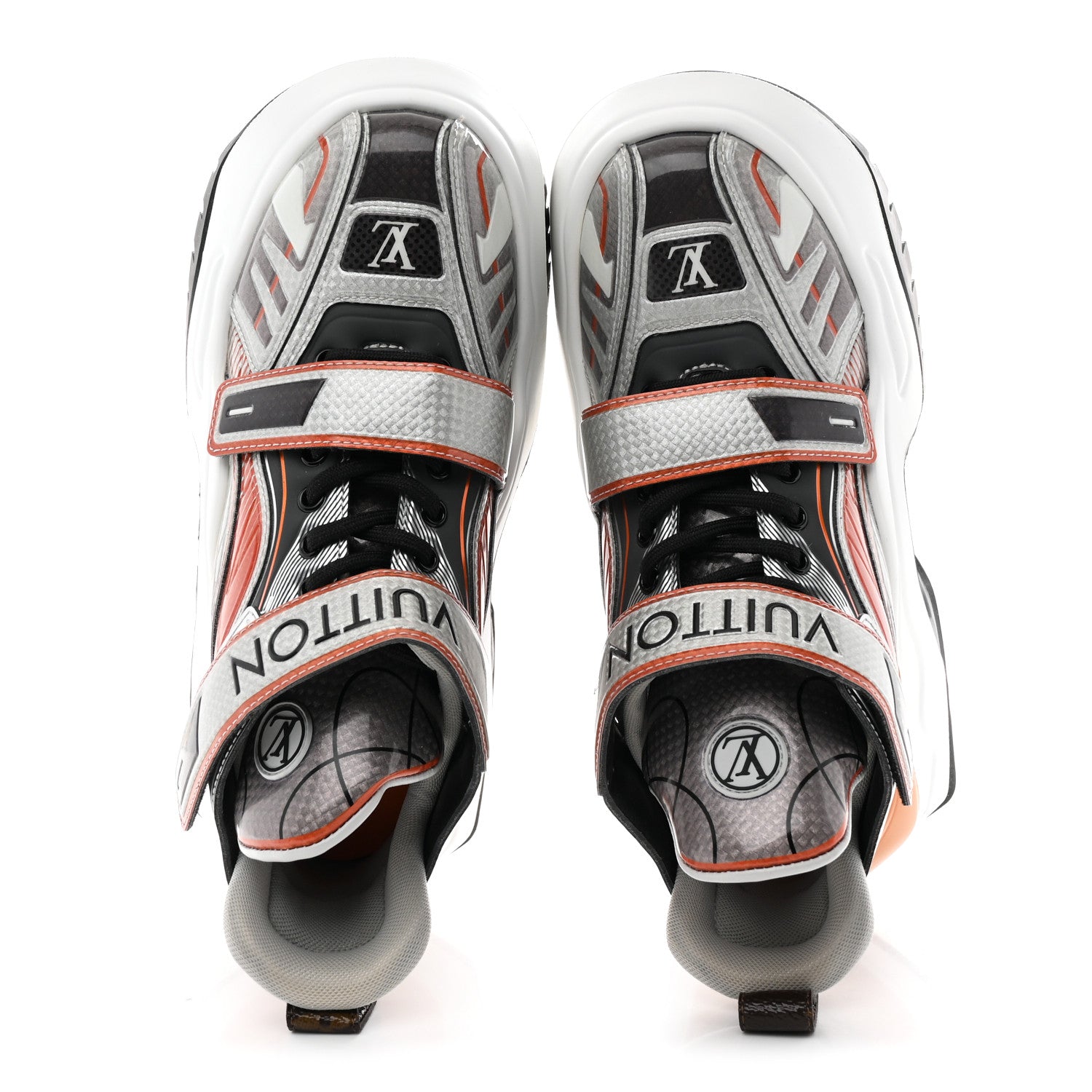 Louis Vuitton Metallic Calfskin Monogram LV Archlight 2.0 Platform Sneakers 37 Silver White Orange 2 of 10