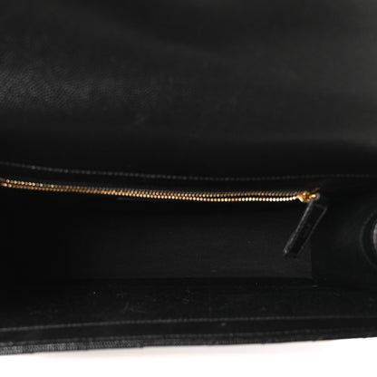 Saint Laurent Grain De Poudre Matelasse Chevron Large Monogram Satchel Black 5 of 10