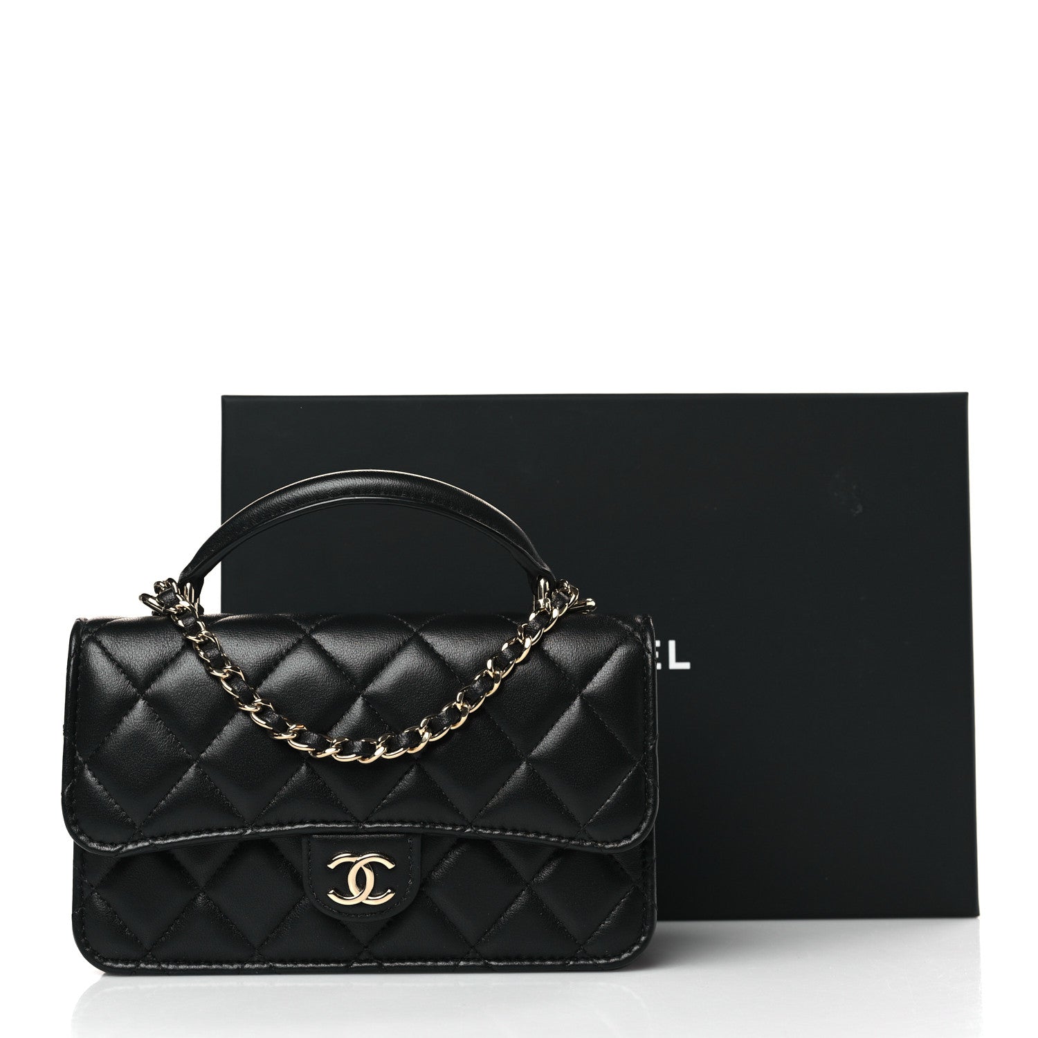 Chanel Lambskin Quilted Flap Phone Holder With Chain Black 11 of 11