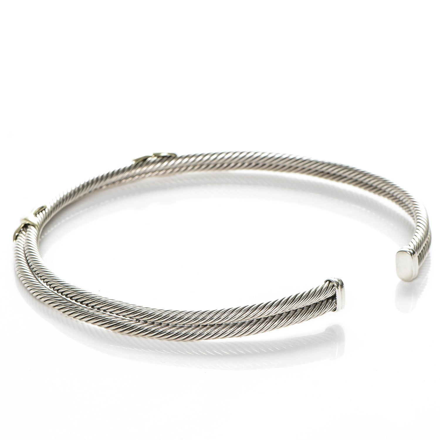 David Yurman Sterling Silver 14K Yellow Gold Double X Station Collar Necklace 6 of 6