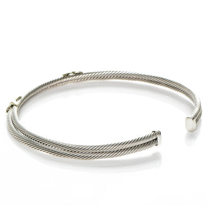 David Yurman Sterling Silver 14K Yellow Gold Double X Station Collar Necklace 6 of 6
