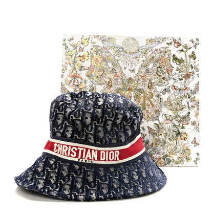 Christian Dior Velvet Oblique Large Brim Bucket Hat 59 Bleu Red 8 of 8