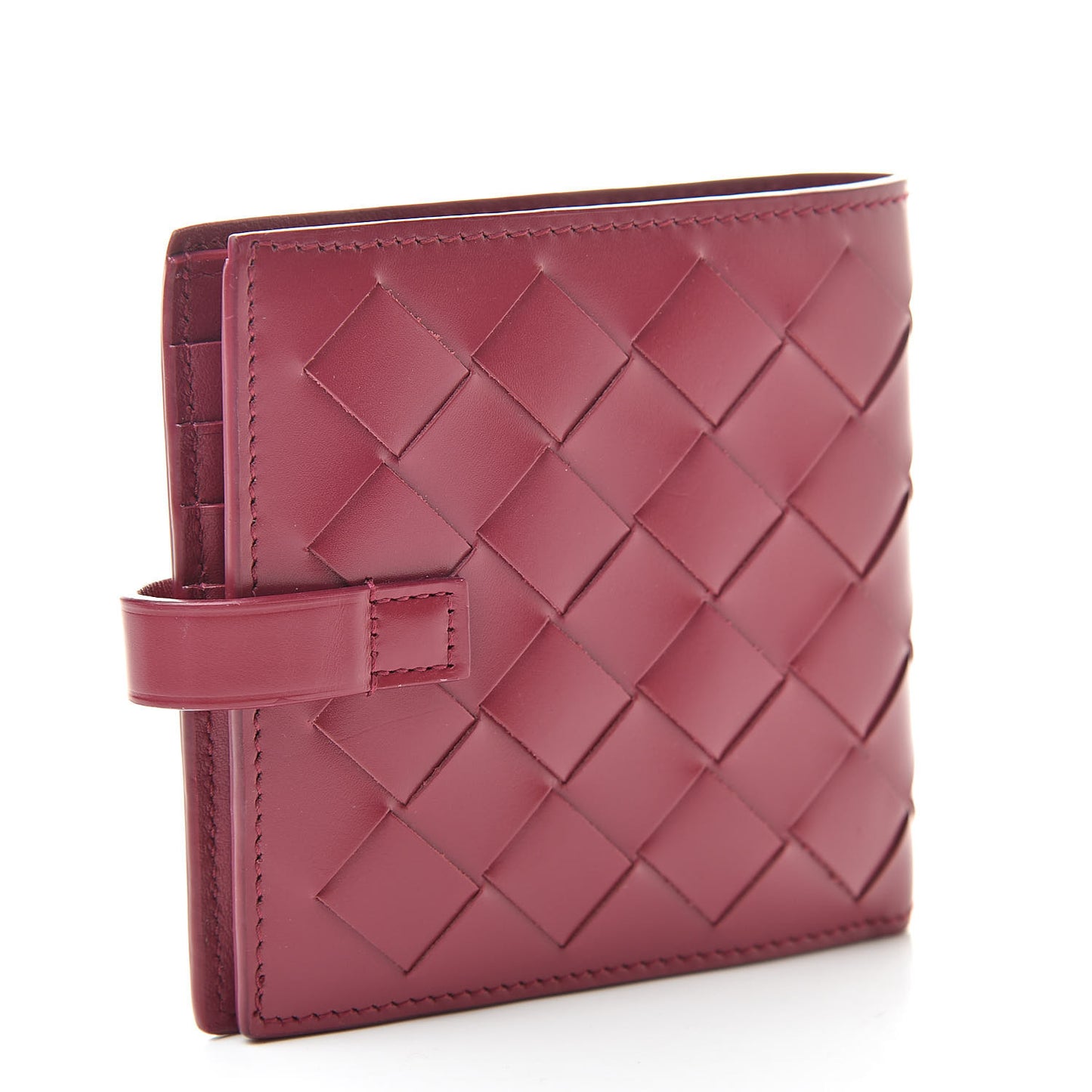 Glossy Woven Calfskin Wallet Bordeaux
