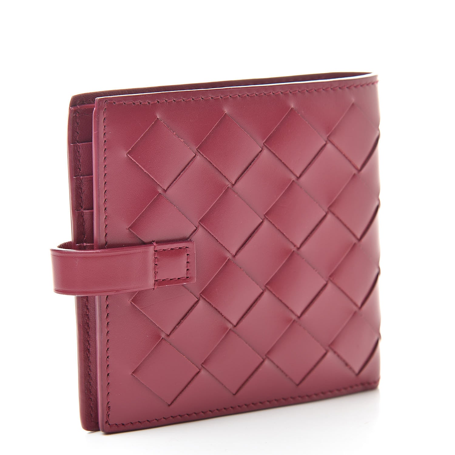 Bottega Veneta Glossy Woven Calfskin Wallet Bordeaux 3 of 7