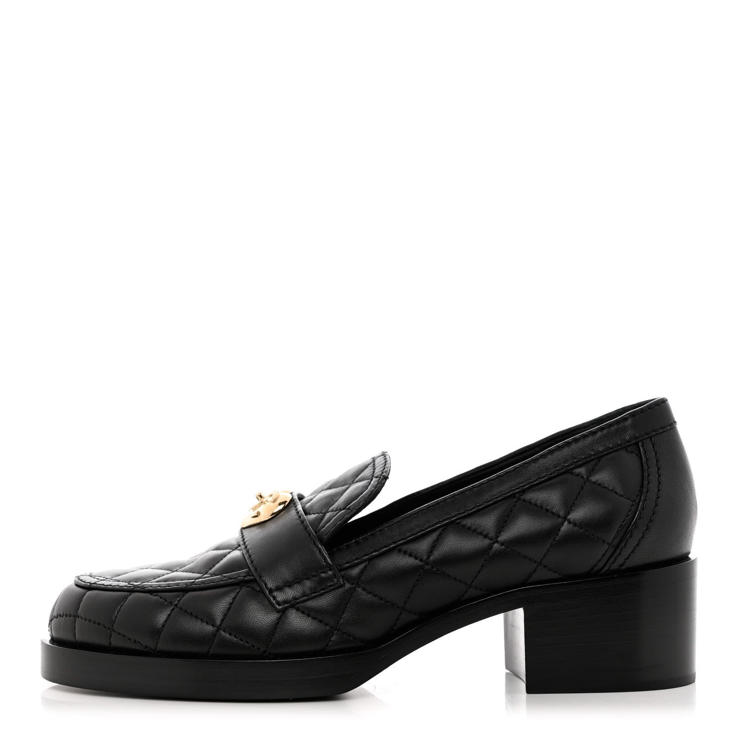 Chanel Lambskin Quilted CC Heart Loafers 40 Black 1 of 8