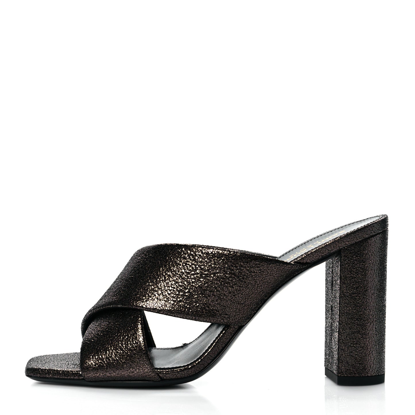 Metallic Supercrack Calfskin LouLou 95 Mule Sandals 39 Nero Gun Metal