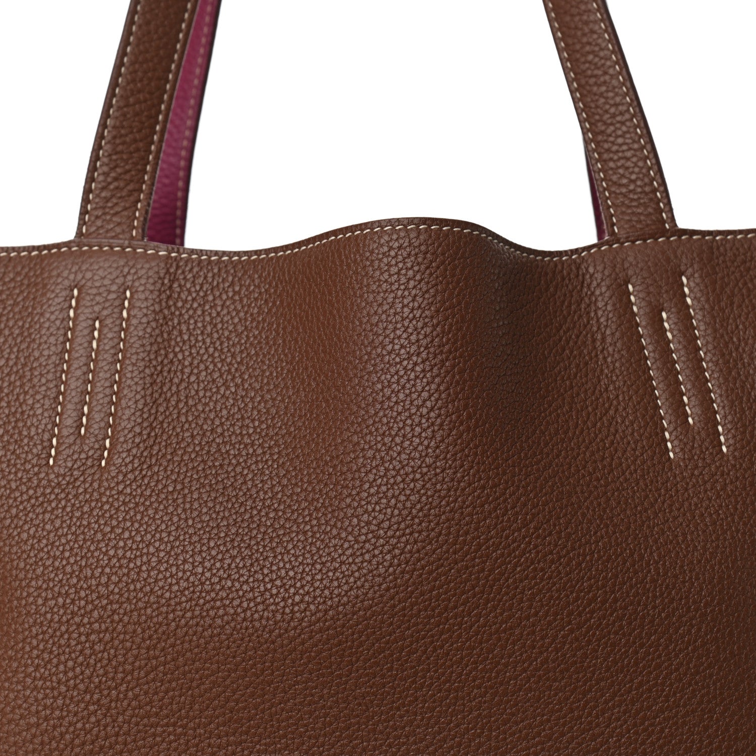 Hermes Taurillon Clemence Double Sens 45 Reversible Tote Marron D'Inde Tosca 12 of 15
