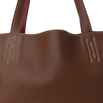 Hermes Taurillon Clemence Double Sens 45 Reversible Tote Marron D'Inde Tosca 12 of 15