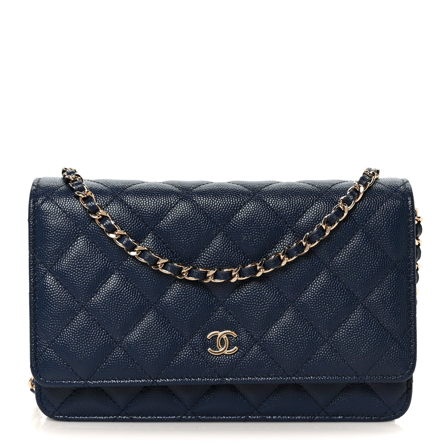 Chanel Caviar Quilted Wallet on Chain WOC Navy Blue 1 of 11