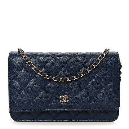 Chanel Caviar Quilted Wallet on Chain WOC Navy Blue 1 of 11