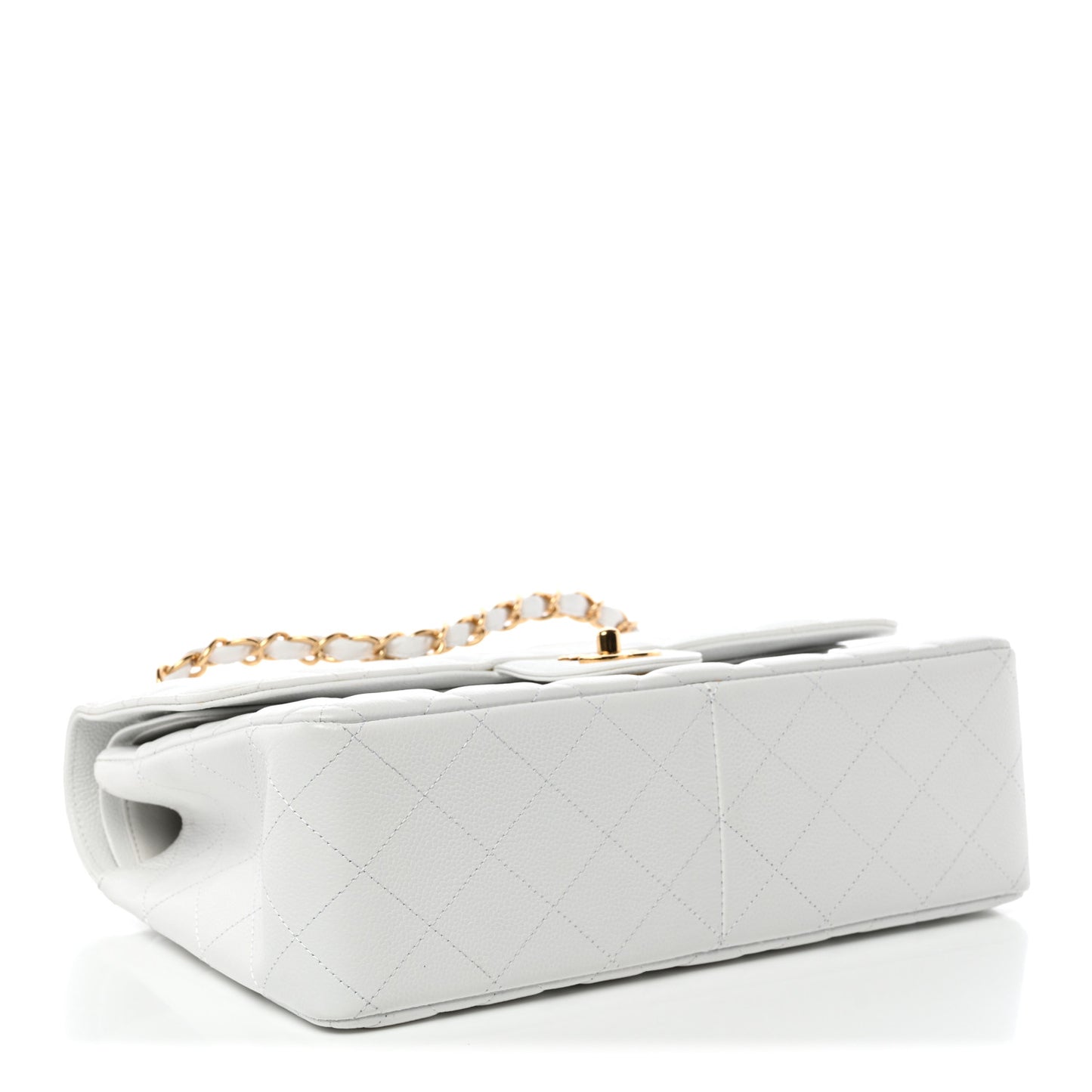 Caviar Quilted Jumbo Double Flap White