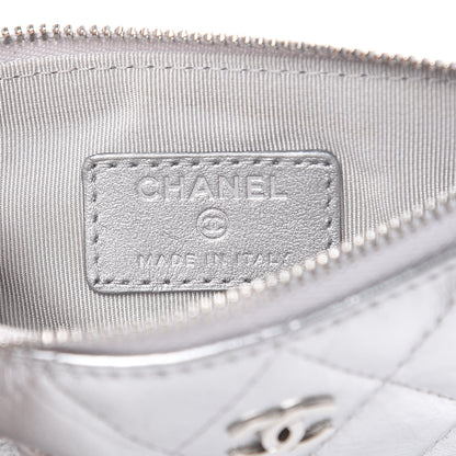 Chanel Metallic Calfskin Quilted Small Cosmo Cosmetic Case Silver 6 of 8