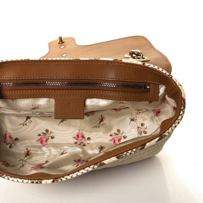 Gucci Raffia Elaphe Matelasse Small GG Marmont Shoulder Bag Natural Cream Brown 6 of 6