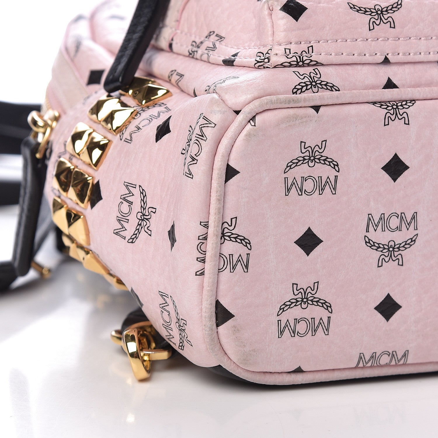 MCM Visetos Side Stud X-Mini Stark Backpack Pink 8 of 11
