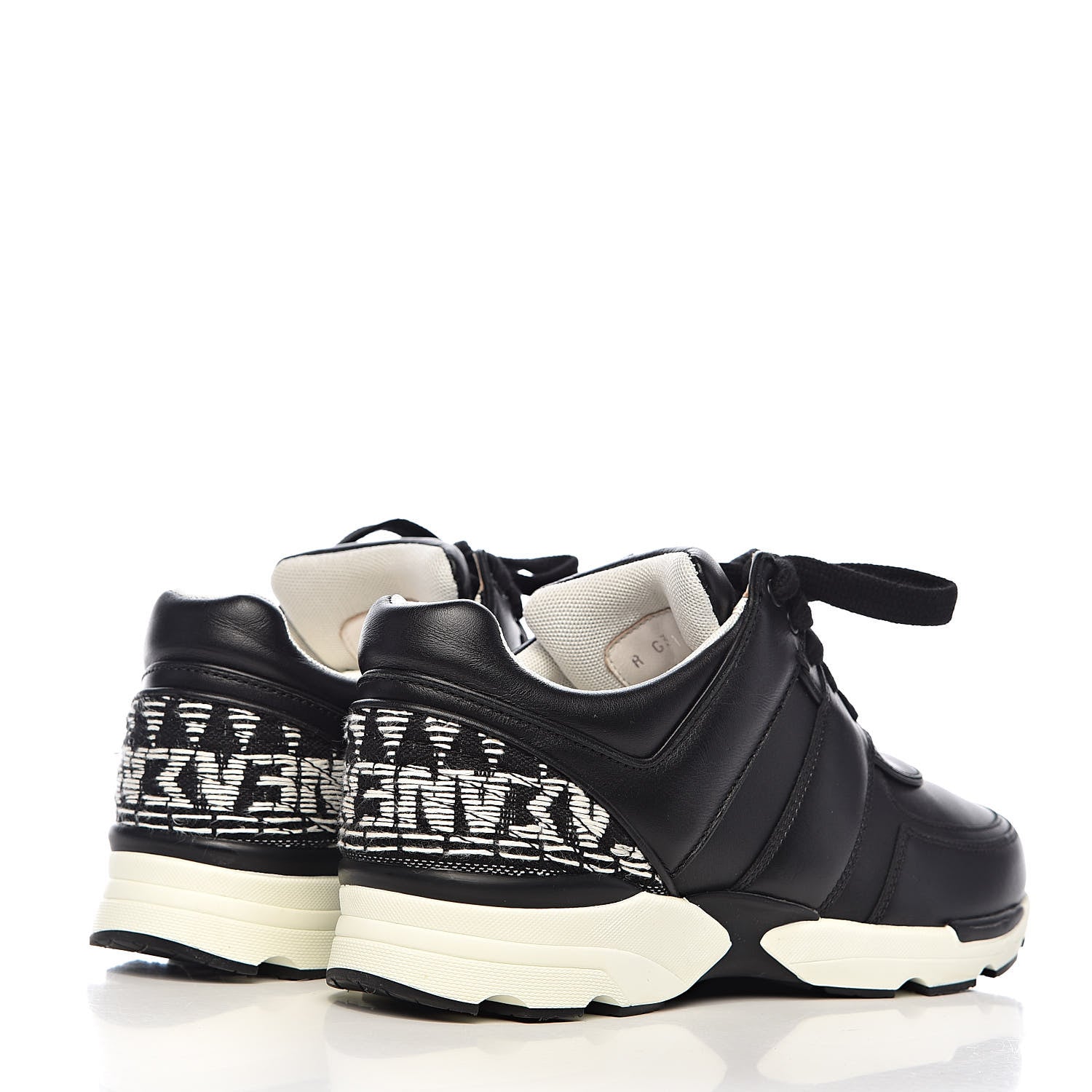 Chanel Calfskin Tweed CC Sneakers 38 Black White 4 of 11