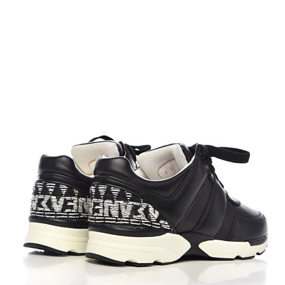 Chanel Calfskin Tweed CC Sneakers 38 Black White 4 of 11