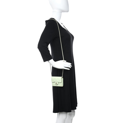 Chanel Caviar Quilted Flap Card Holder On Chain Light Green 2 of 10