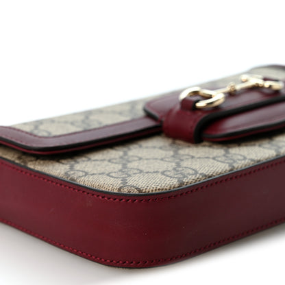 Gucci GG Supreme Monogram Azalea Calfskin Horsebit 1955 Mini Bag Beige Ebony Rosso Ancora 8 of 9