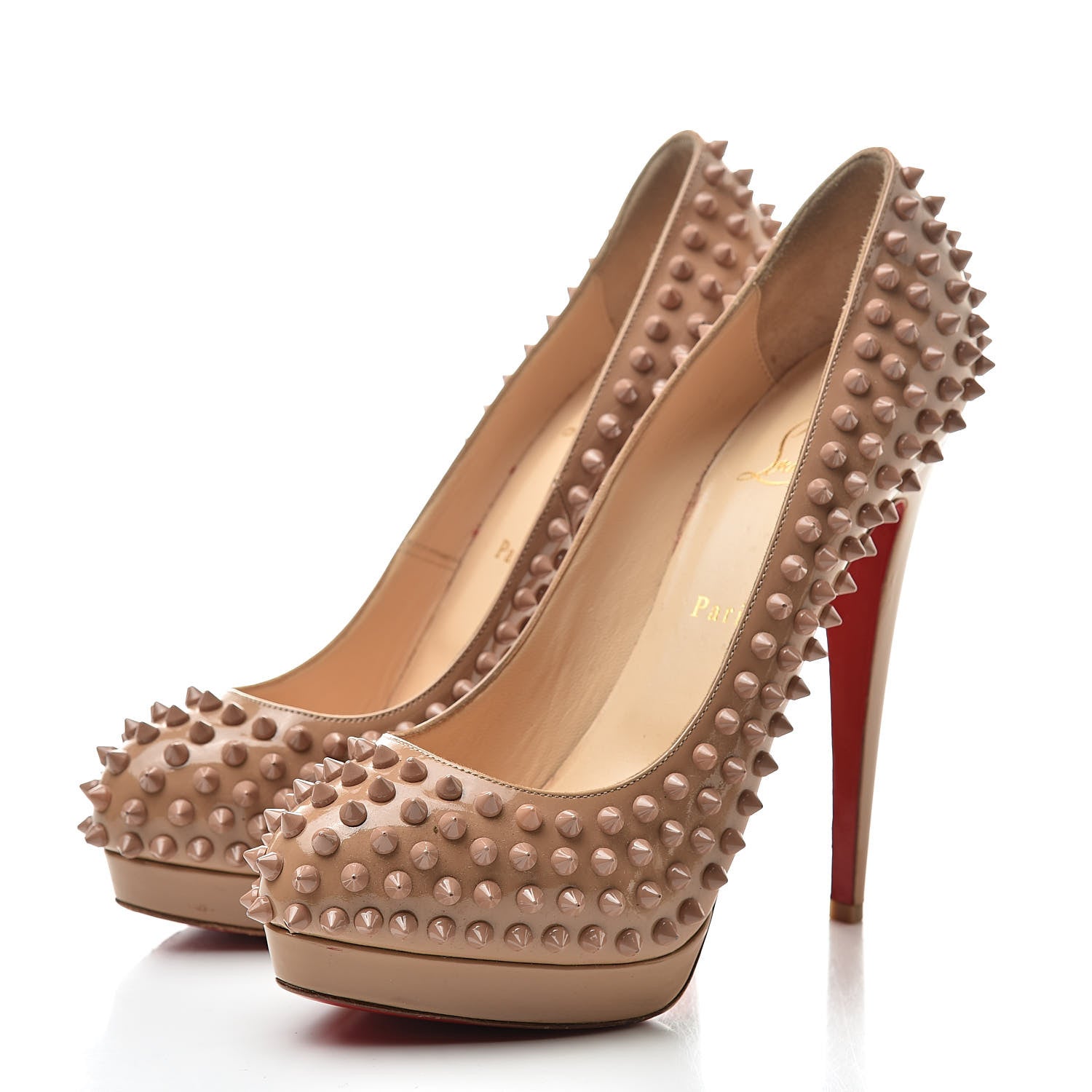 Christian Louboutin Patent Alti Spikes 140 Pumps 40.5 Nude 3 of 16